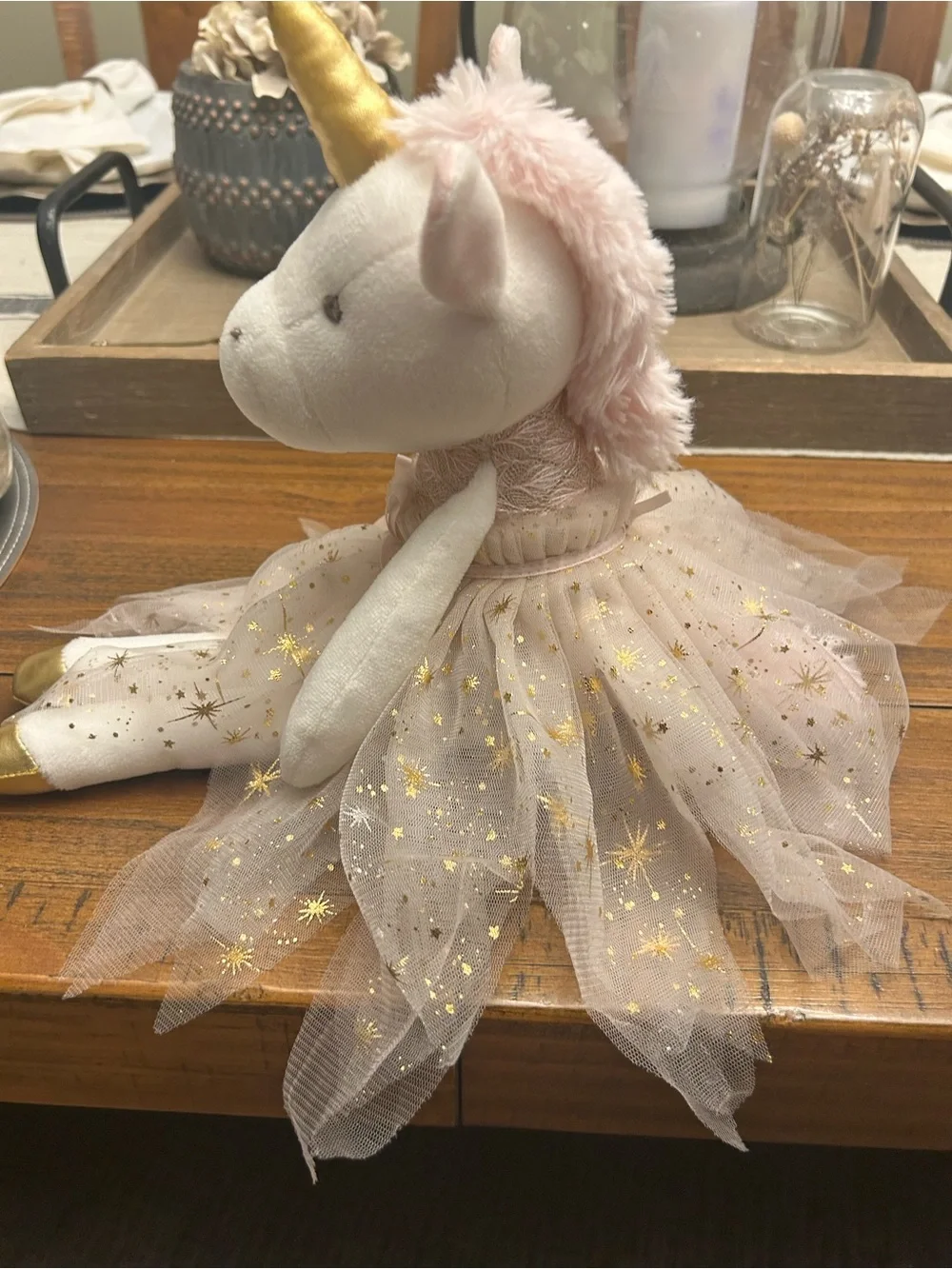 Stephen Joseph Pink & Gold Ballerina Unicorn Plush